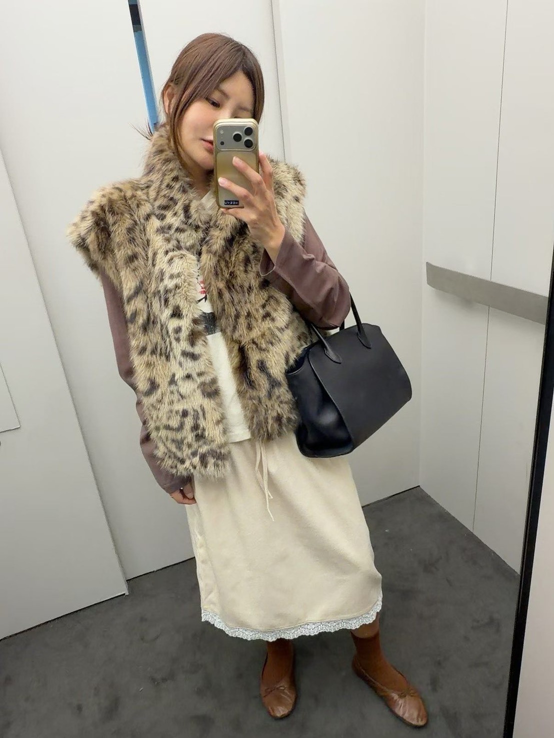 豹紋毛毛馬甲外套
