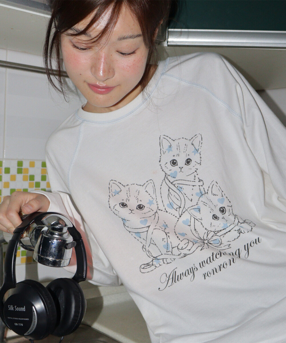 <韓國限時代購> RONRON KITTY CATS RAGLAN LONG SLEEVE