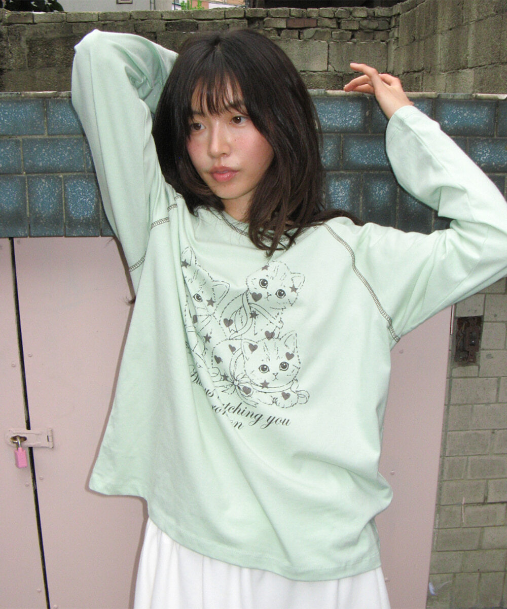 <韓國限時代購> RONRON KITTY CATS RAGLAN LONG SLEEVE