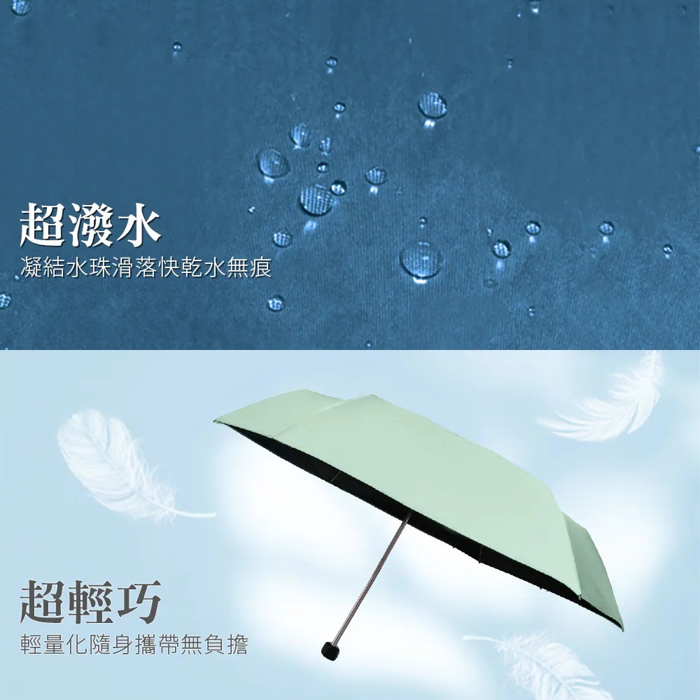 超潑水，凝結水珠滑落快乾水無痕。超輕巧，輕量化隨身攜帶無負擔