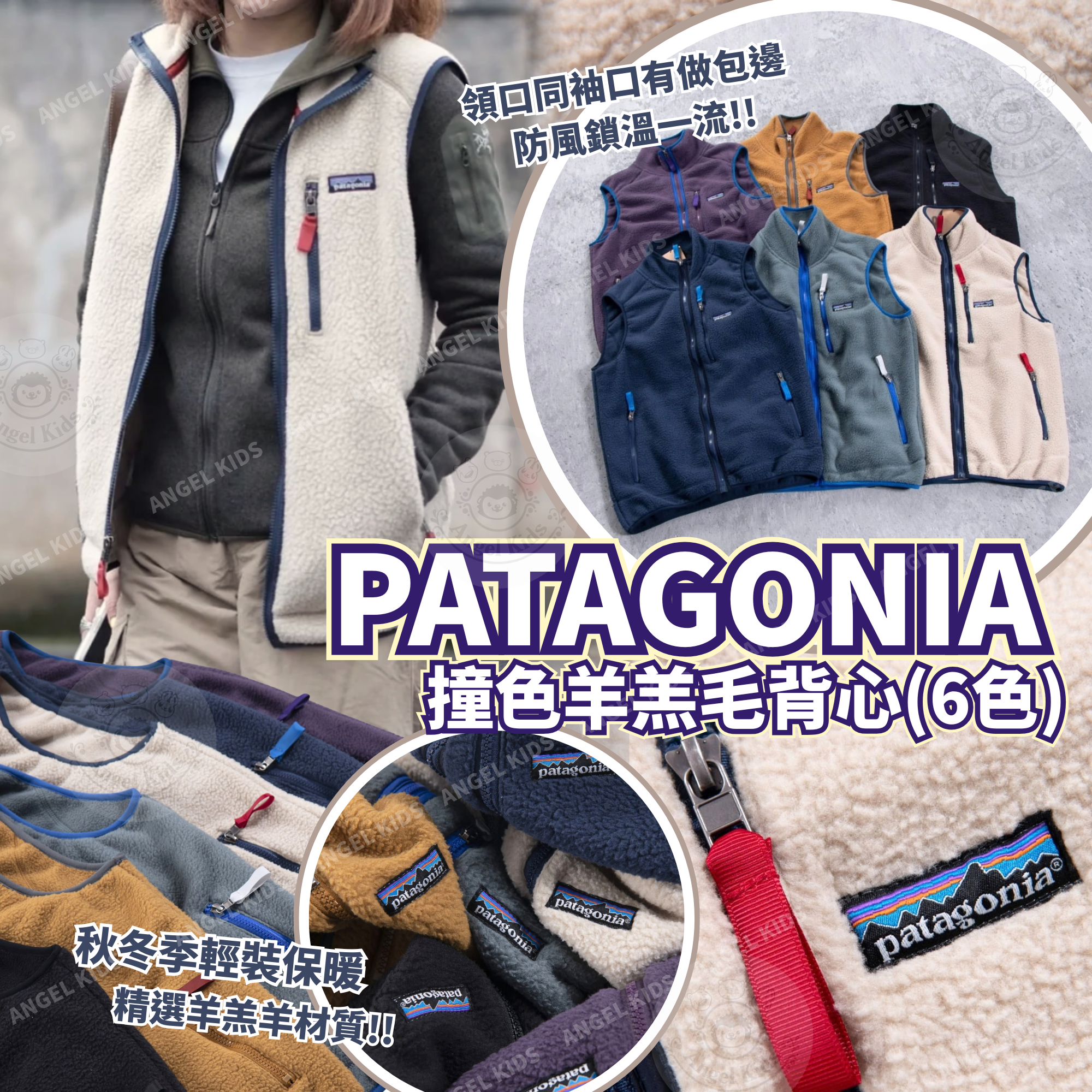Patagonia 撞色羊羔毛背心(6色) 十月團