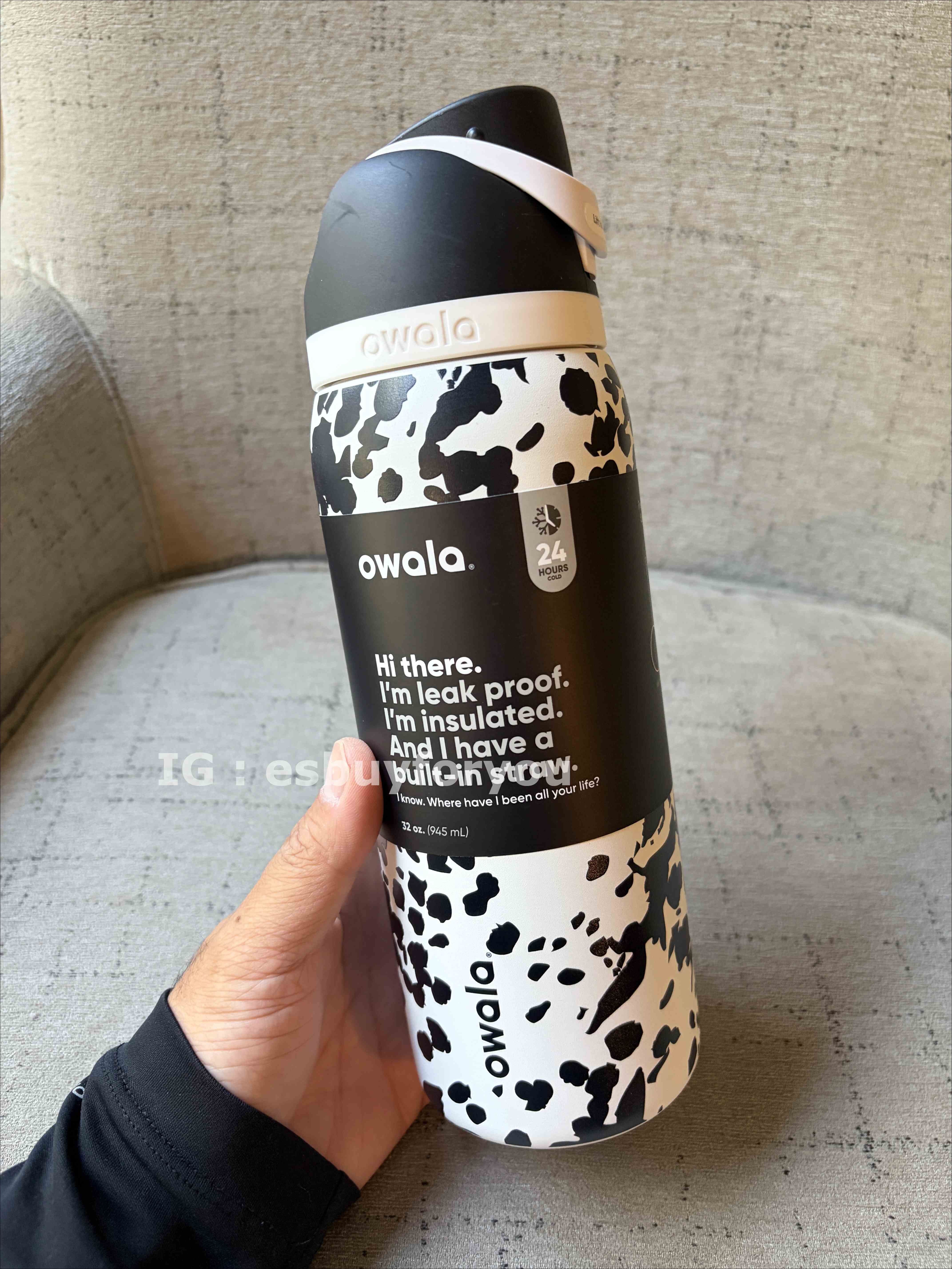 Owala x SCHEELS 乳牛配色 不鏽鋼 FreeSip 水壺 (內有吸管) (2個尺寸)
