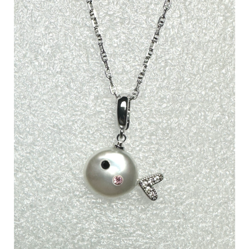 HKAG1006-018 白伴紫光／彩光異形珍珠頸鏈－小魚款式 12MM UP (A18)