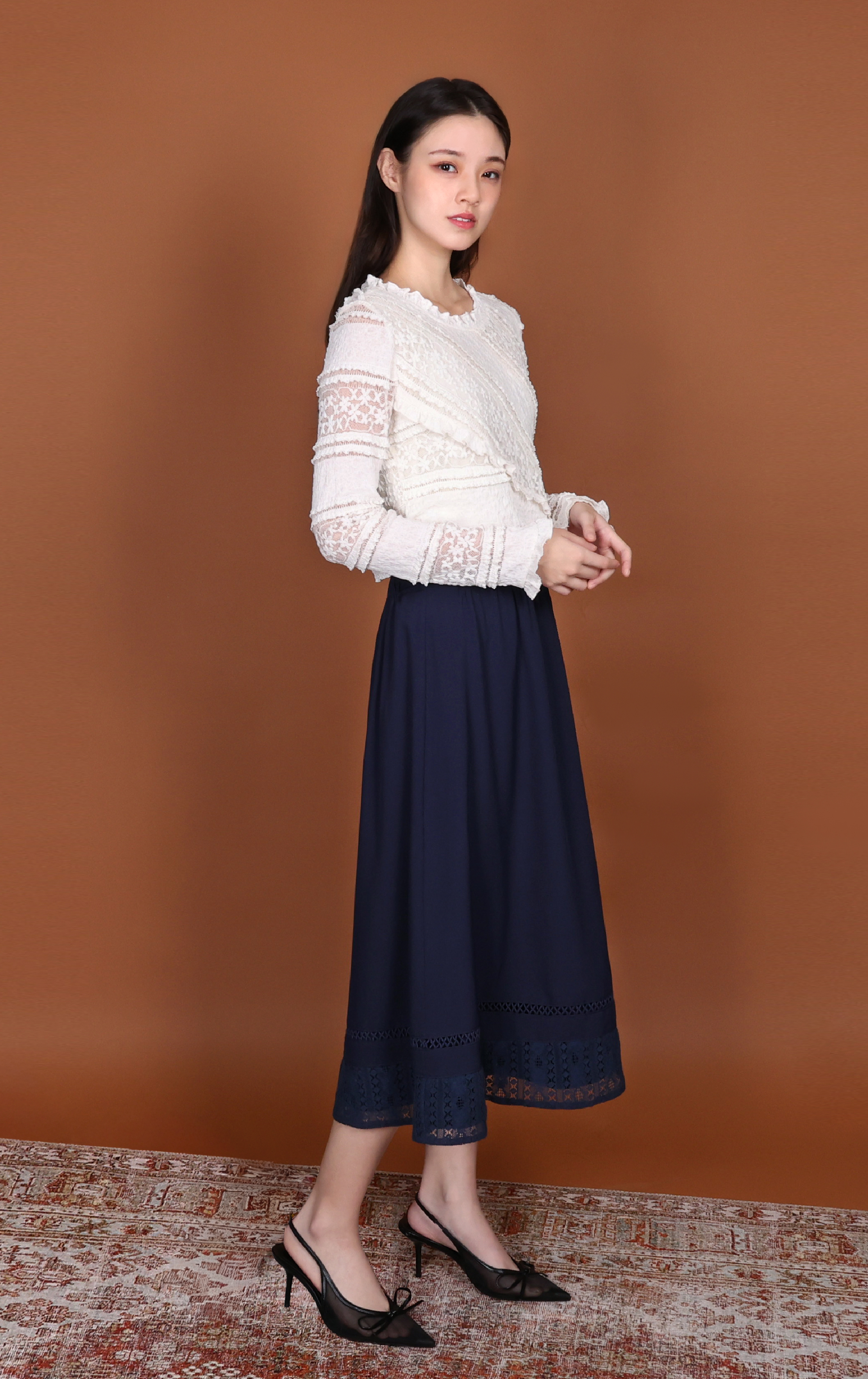 Crochet Lace Patchwork Scalloped Pointelle Knit LT0882