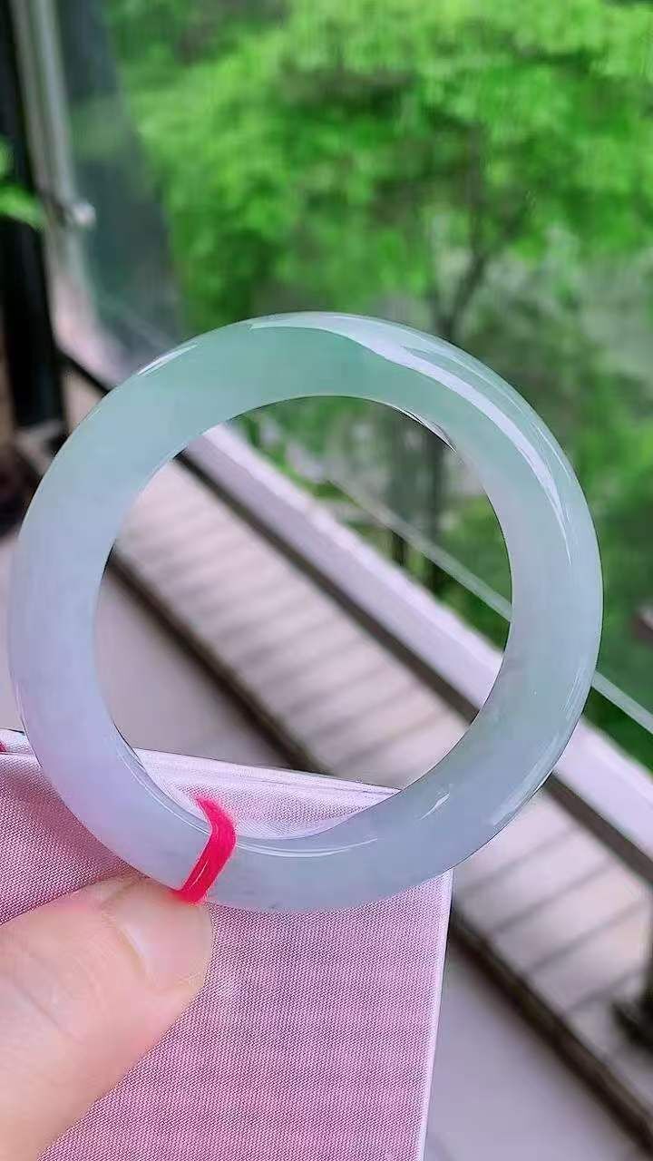 927246 54mm起膠紫羅蘭飄花翡翠正圈手鐲 (52-54)