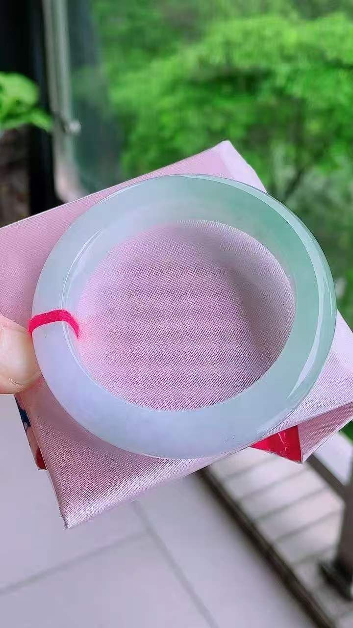 927246 54mm起膠紫羅蘭飄花翡翠正圈手鐲 (52-54)
