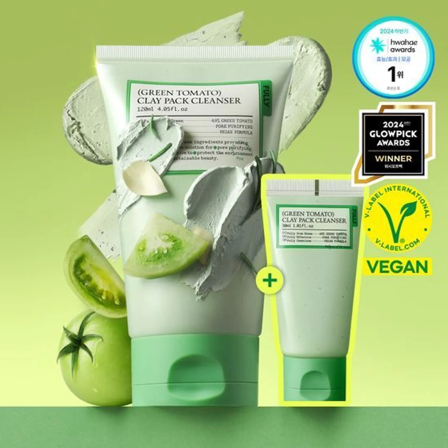 FULLY  Green Tomato Clay Pack Cleanser 120ml+30ml