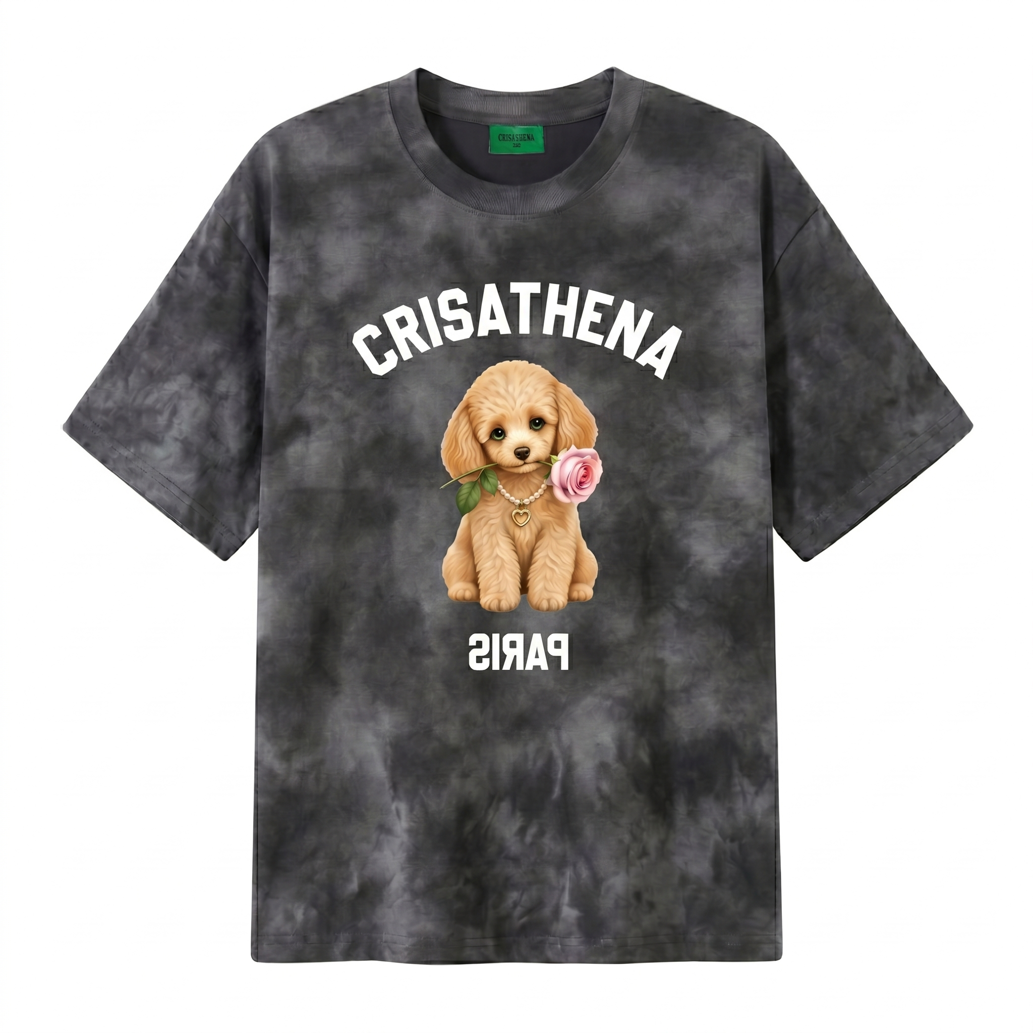 1009CT118-CRISATHENA-FH-玩具貴婦犬水洗 T 恤 (A118 深灰色)