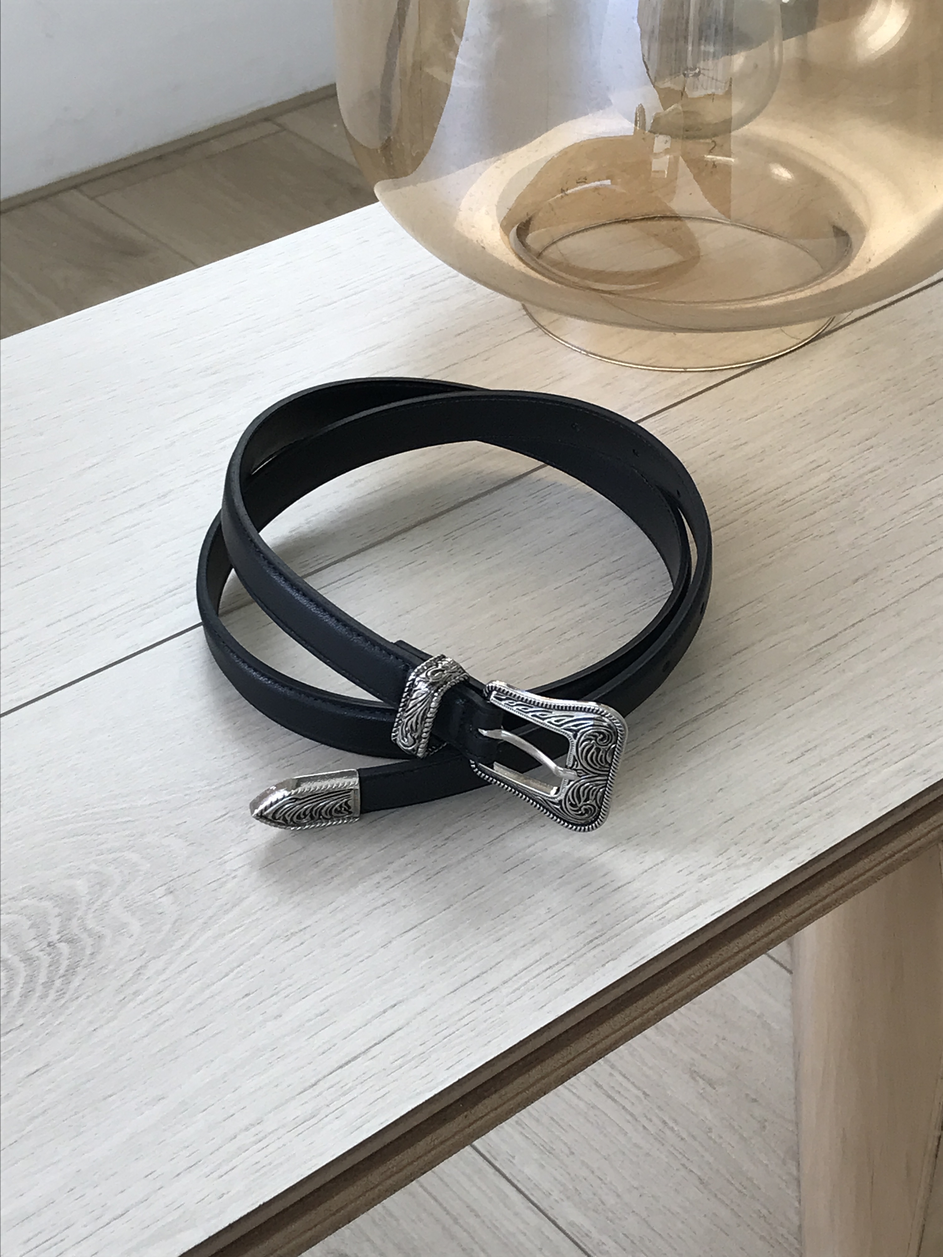 Y Skinny Western Leather Belt 20mm