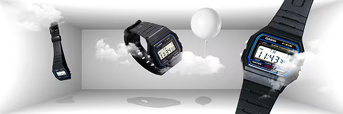 萬年鐘錶 - CASIO  復古輕薄方形經典電子錶 F-91W-1 錶徑35.2MM