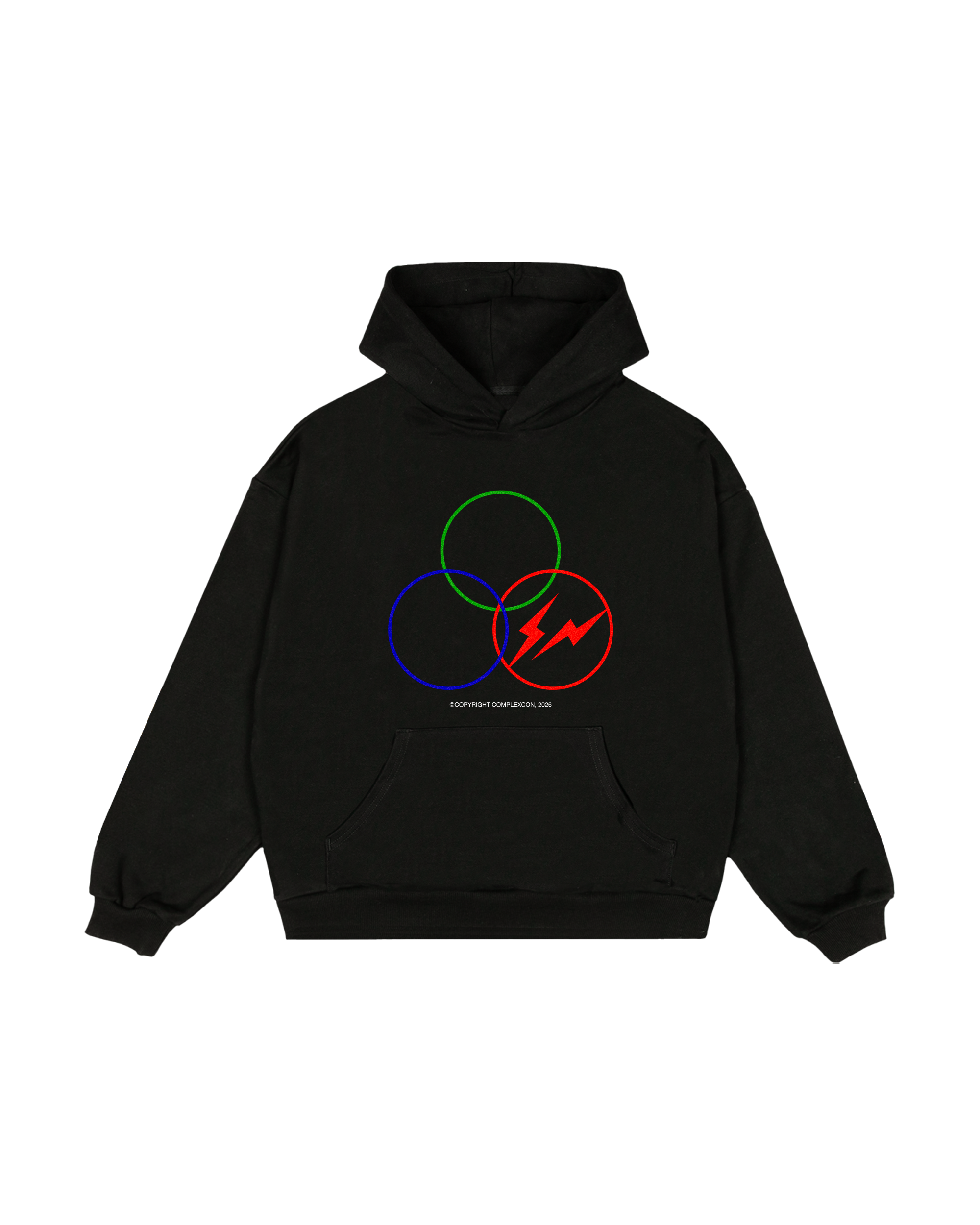 FRAGMENT X COMPLEXCON - RINGS HOODIE (BLACK) 黑色 帽TEE 藤原浩 聯名款 閃電