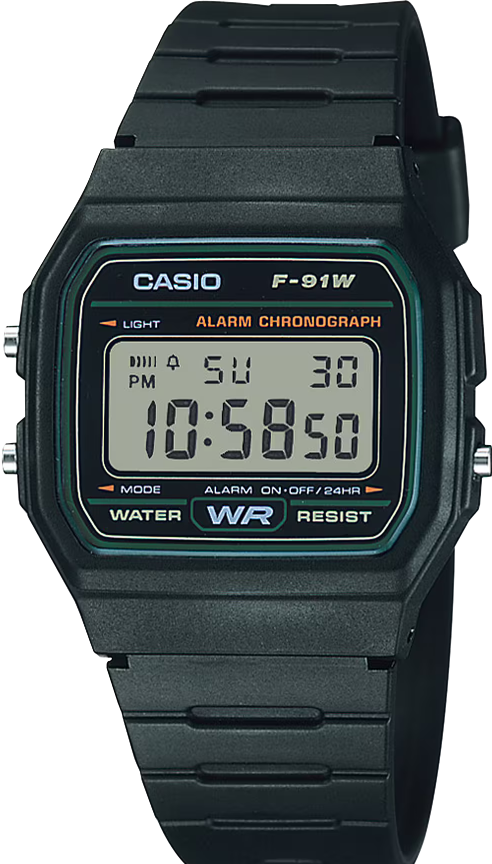 萬年鐘錶 - CASIO  復古輕薄方形經典電子錶 F-91W-3  錶徑35.2MM