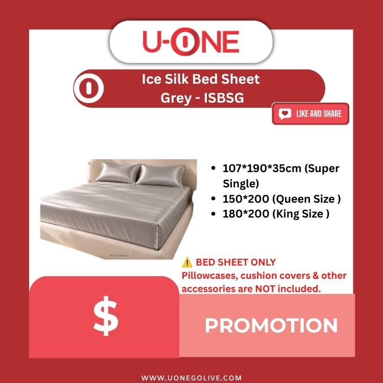 Ice Silk Bed Sheet  Grey - ISBSG