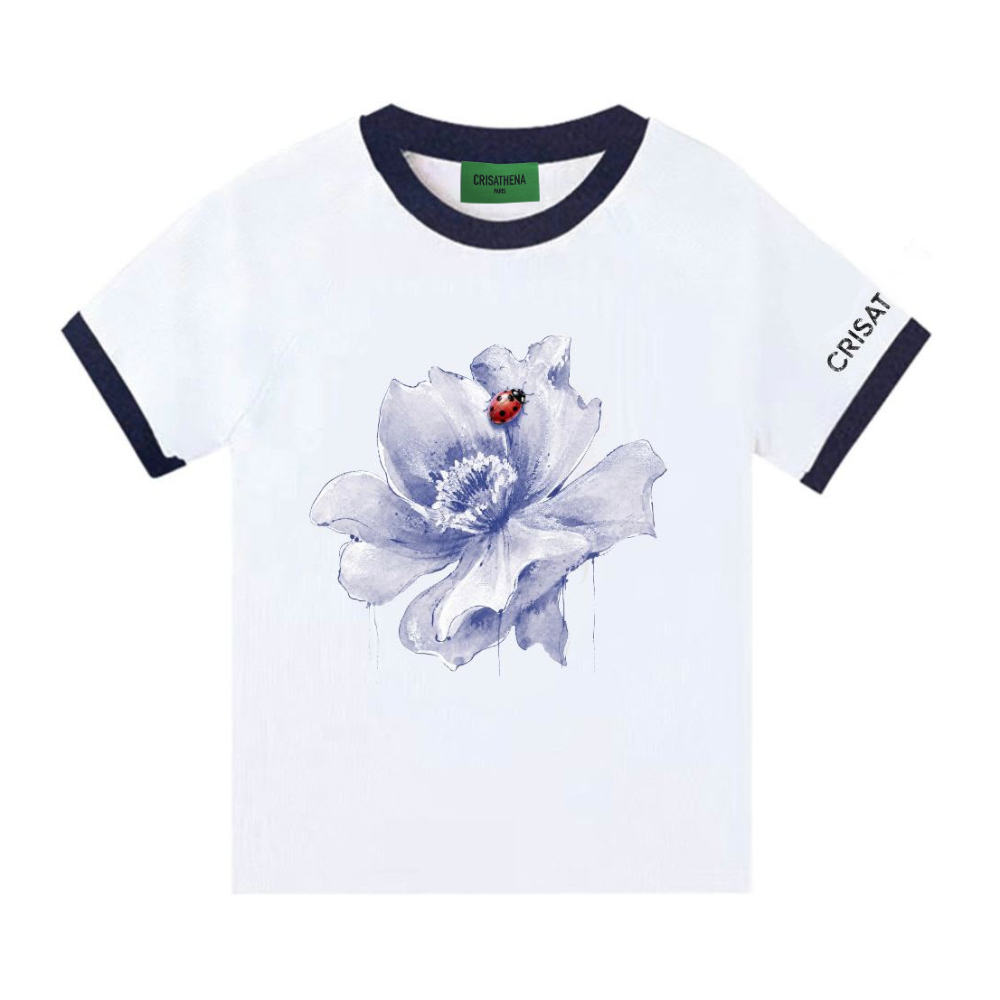 1009CT128-CRISATHENA-FH-紫色花 T 恤 (A128 白色)