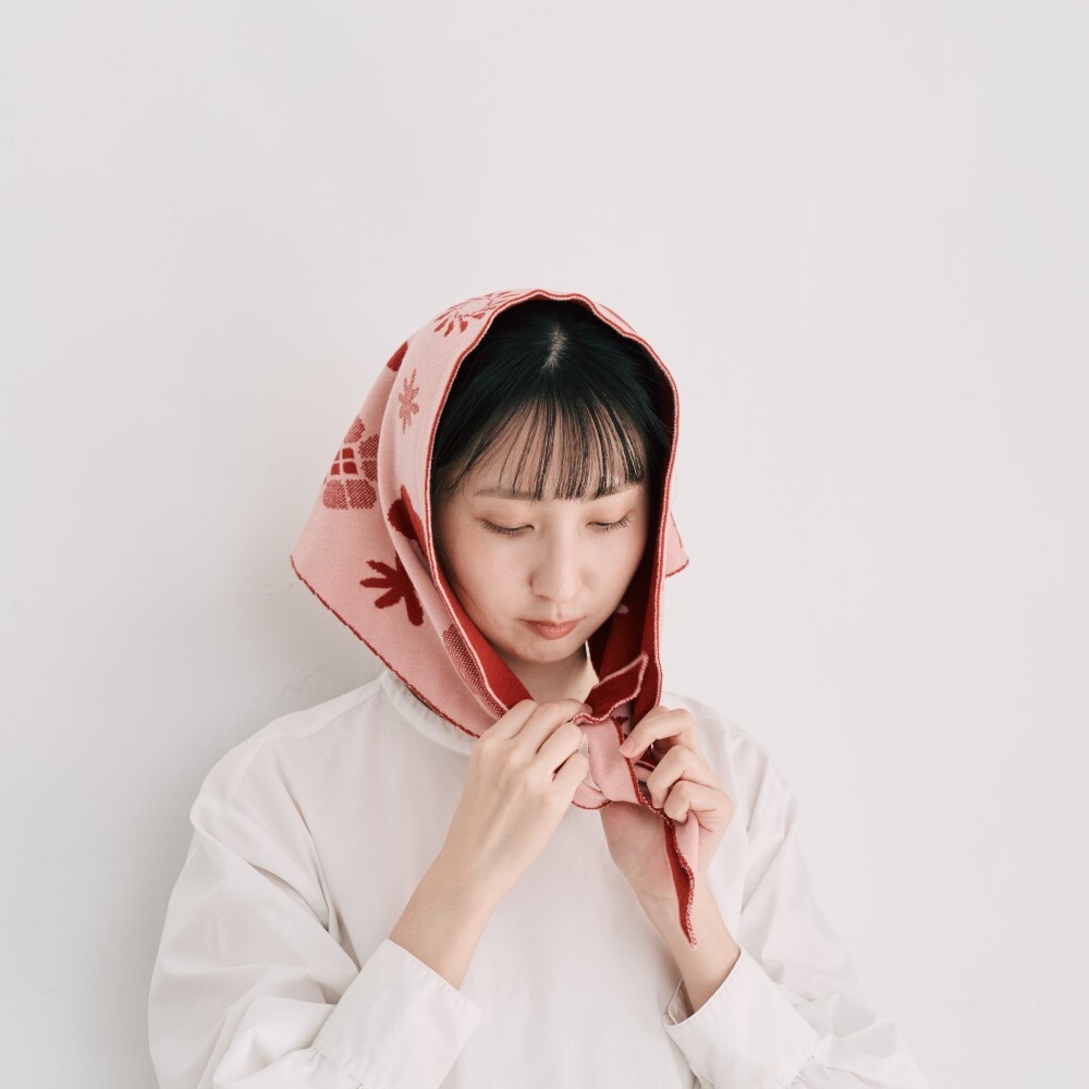 印花樂緹花三角圍巾/經典花色/暖爐紅