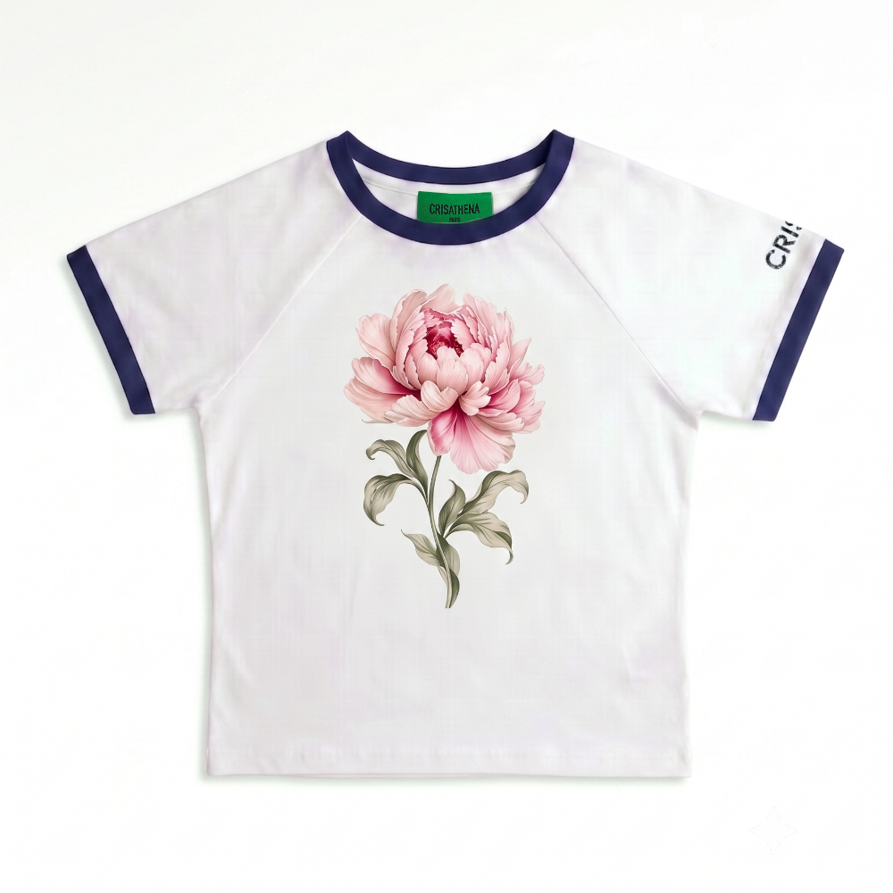 1009CT131-CRISATHENA-FH-粉紅花 T 恤 (A131 白色)
