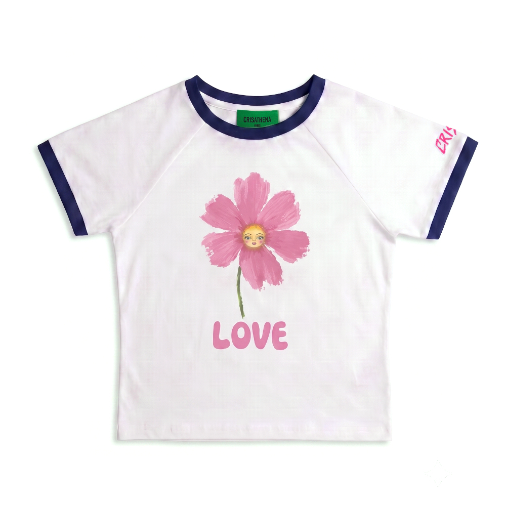1009CT132-CRISATHENA-FH-LOVE花花 T 恤 (A132 白色)