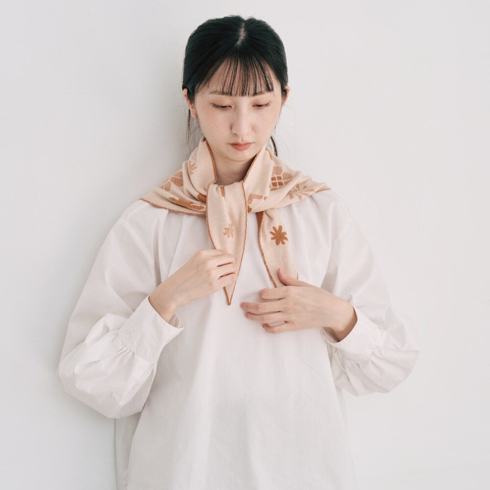 印花樂緹花三角圍巾/經典花色/咖啡牛奶