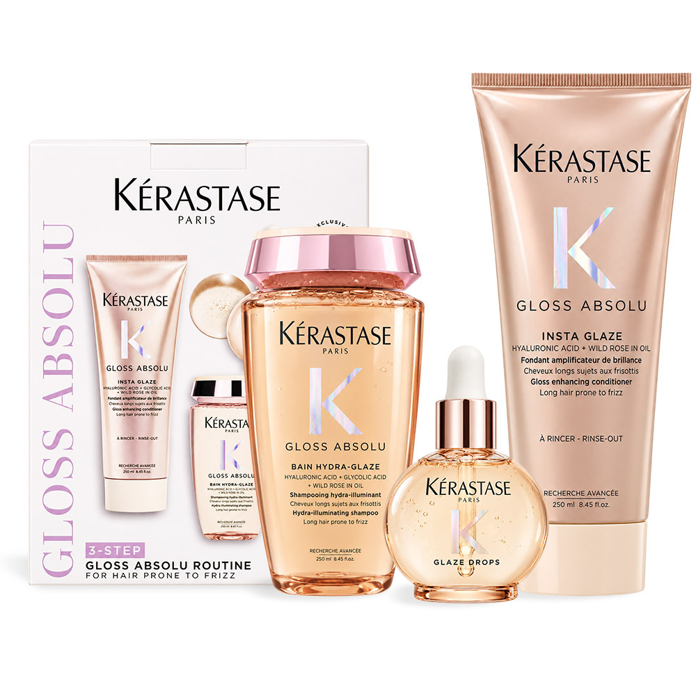 KERASTASE 卡詩 釉光香頌玫瑰輕奢組(洗髮精250ml+髮乳250ml+護髮精油45ml)-國際航空版