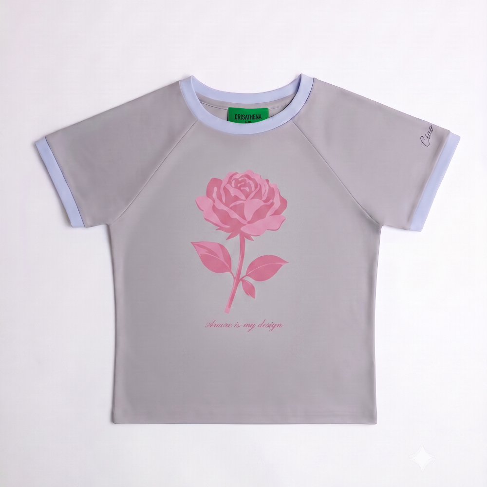 1009CT137-CRISATHENA-FH-粉紅色花花 T 恤 (A137 灰色)