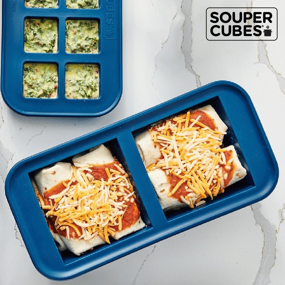 【Souper Cubes】多功能食品級矽膠保鮮盒2格_暮光藍(500ml/格)