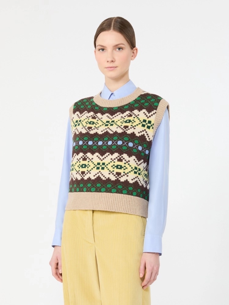 Max Mara 圓領幾何針織背心
