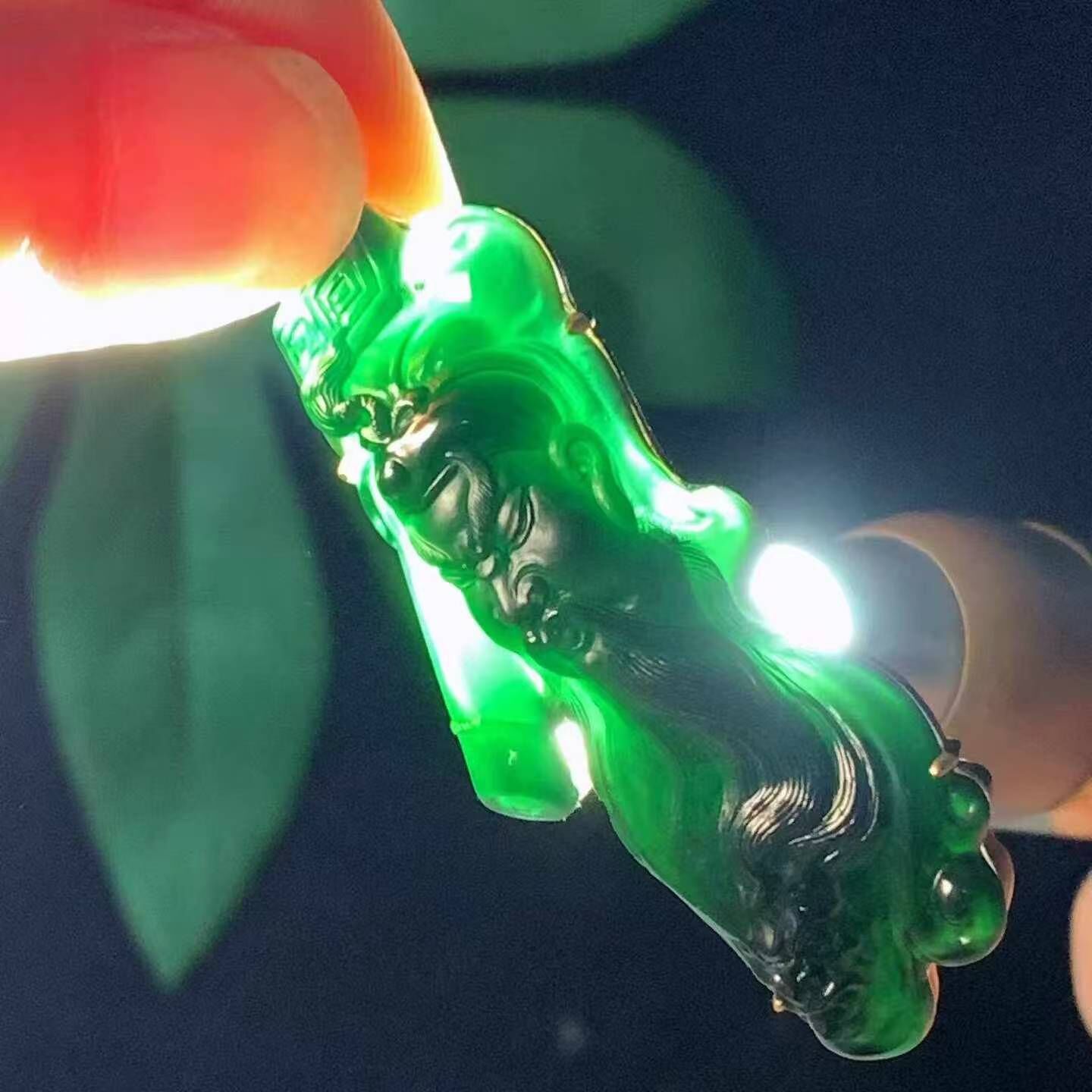 翡翠墨翠關公吊墜,天然翡翠A玉, 緬甸玉, Jade, Jadeite