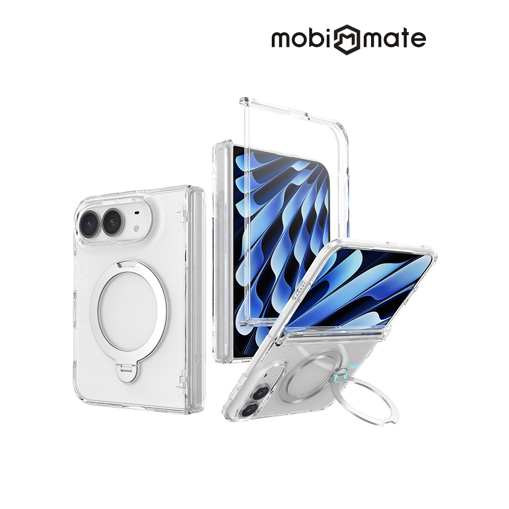 MobiMate iPhone Duo 磁吸旋轉支架抗黃保護殼-透明(不含玻璃保護膜)