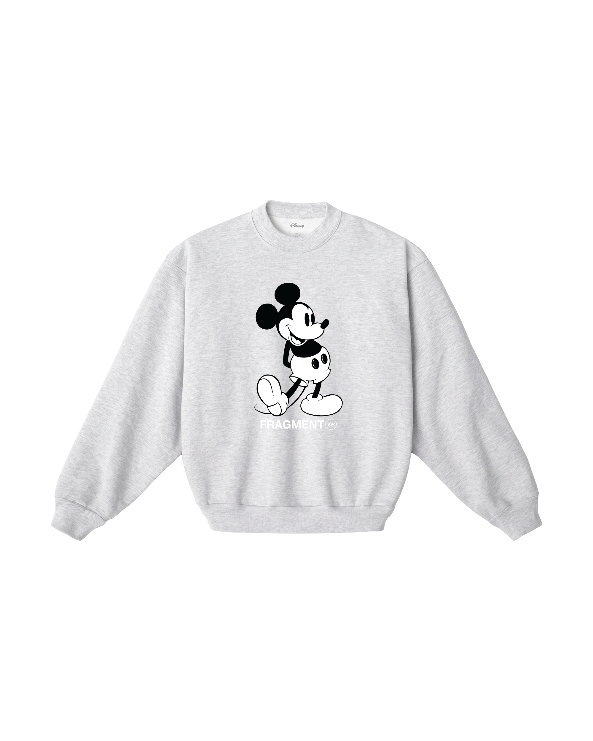 FRAGMENT X DISNEY MICKEY - CLASSIC MICKEY CREW NECK (HEATHER GREY) 石南灰 長袖TEE 藤原浩 迪士尼 聯名款 閃電 米奇