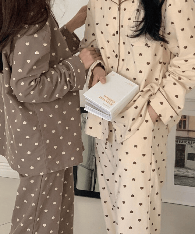 Juuneedu｜[長袖睡衣] Heartberry Peach Fleece Pajama [5 colors]