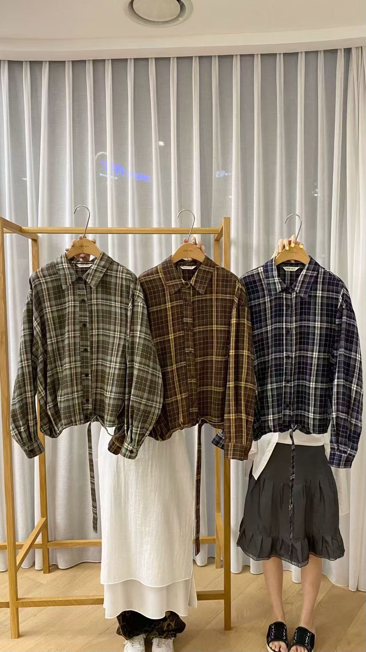OR2603 Drawstring Hem Plaid SH