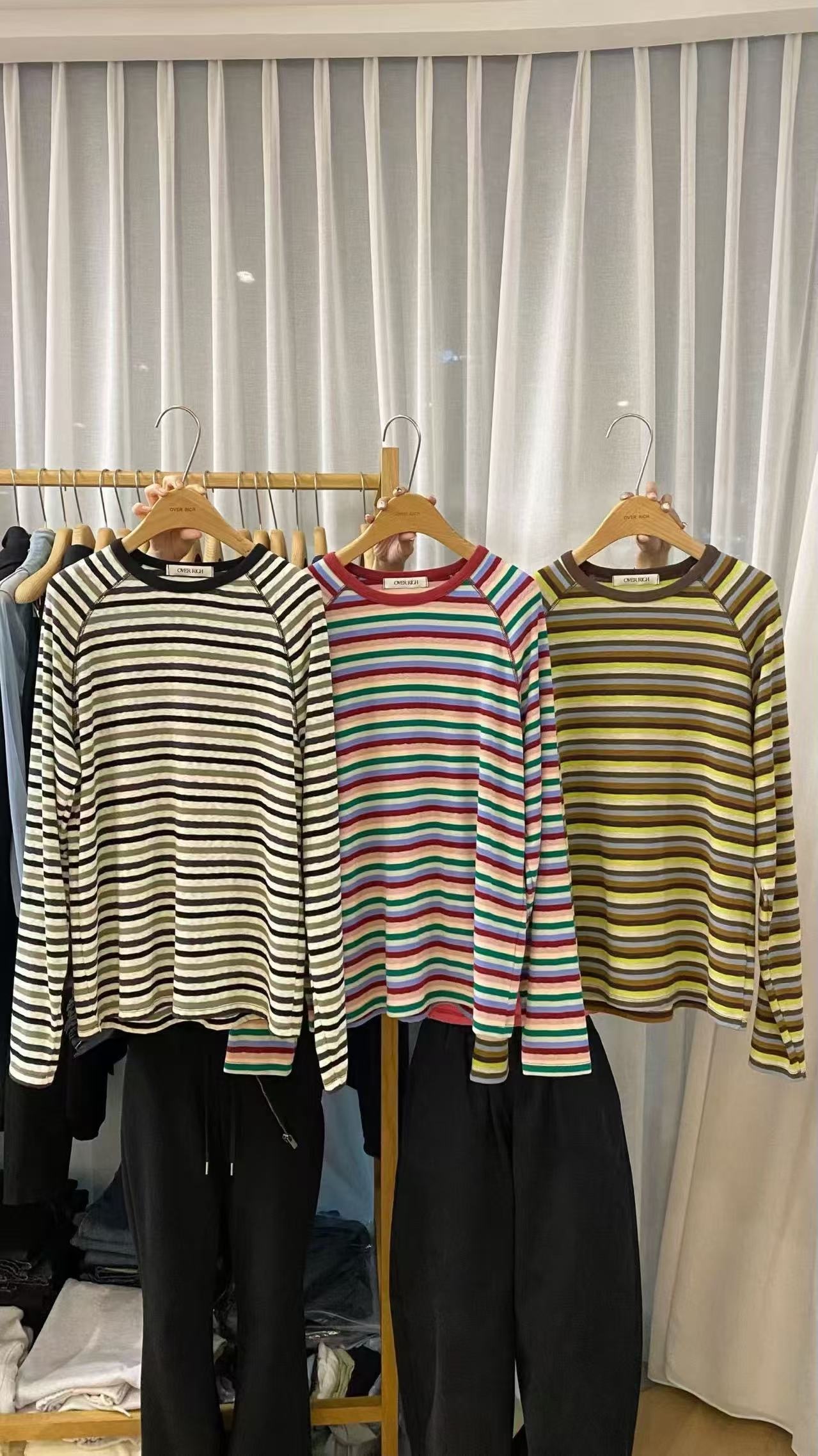 OR2605 Raglan Striped Long Sleeve Top