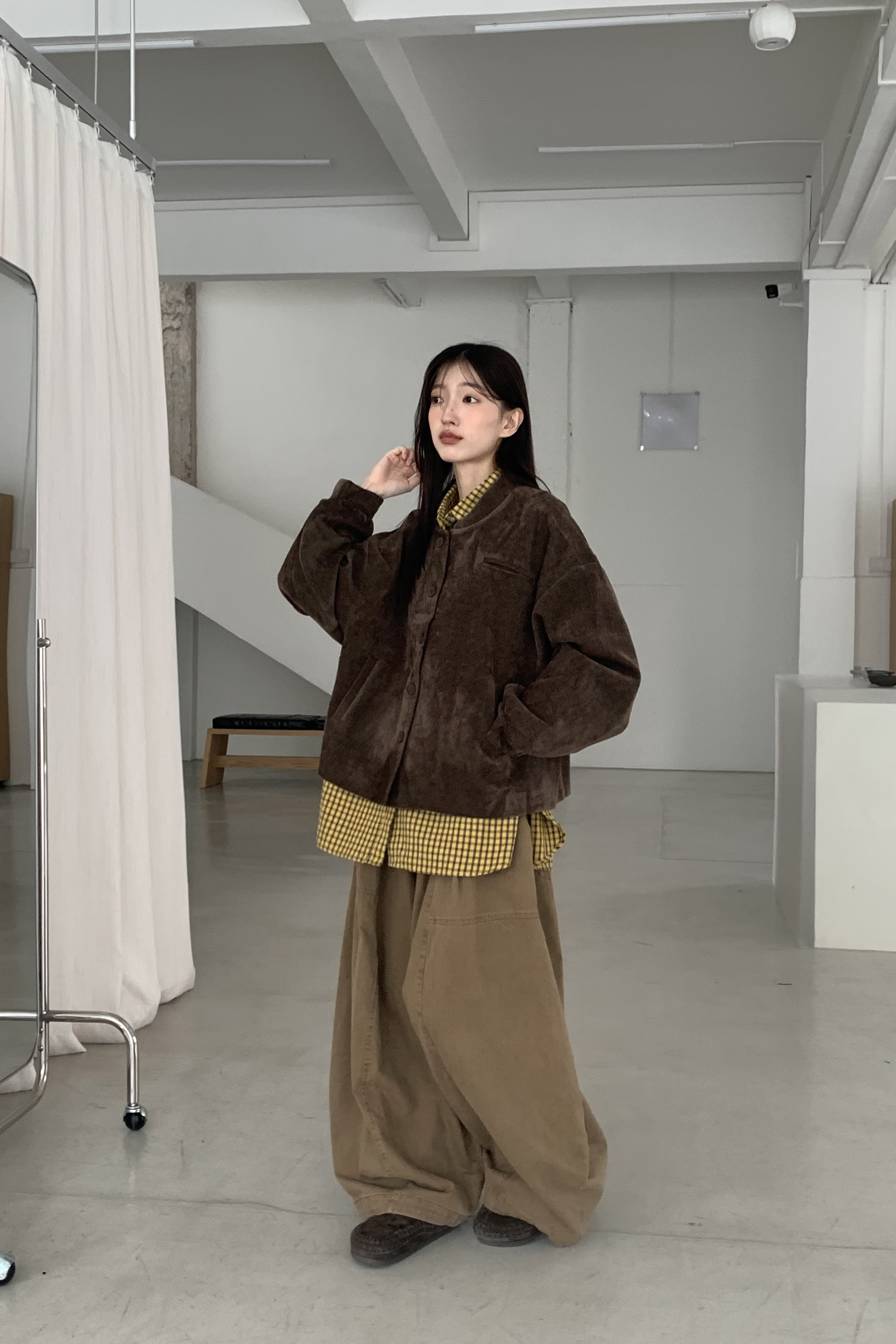 Oct｜棒球領寬短版絨外套 3色
