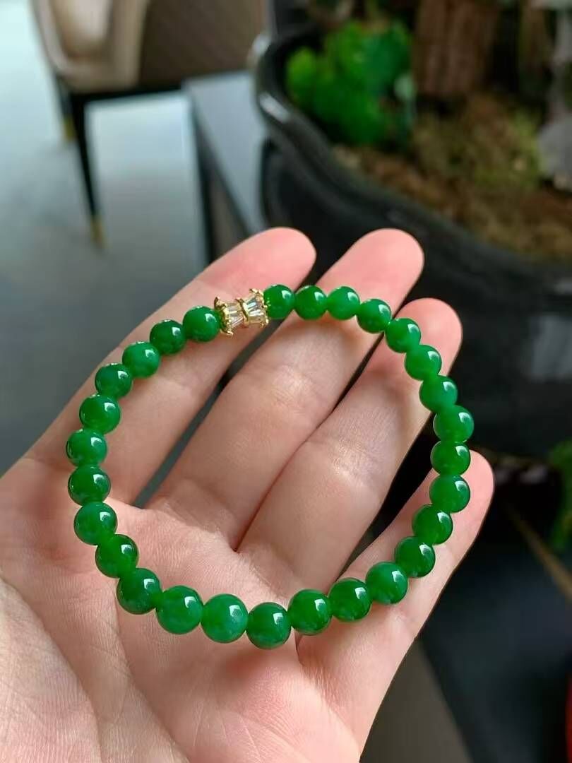翡翠珠子手串 (5.9-6.4mm直徑),天然翡翠A玉, 緬甸玉, Jade, Jadeite