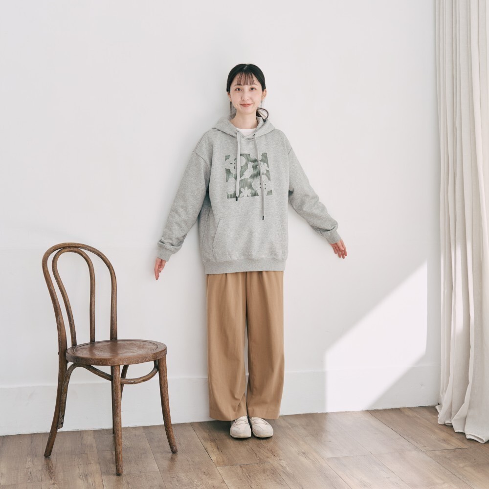 印花樂長袖帽/"I"系列/麻花灰綠