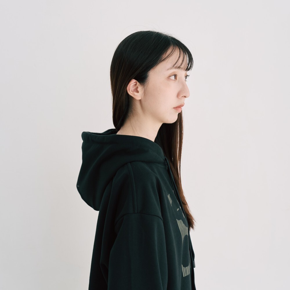印花樂長袖帽T/"I"系列/深邃黑