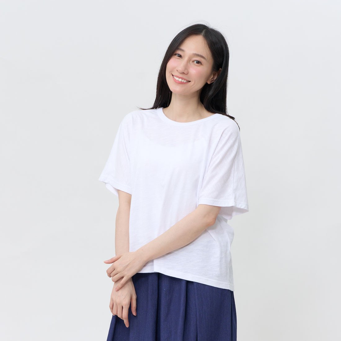 Bamboo Fiber Cotton Drop Shoulder Open Back Top / White