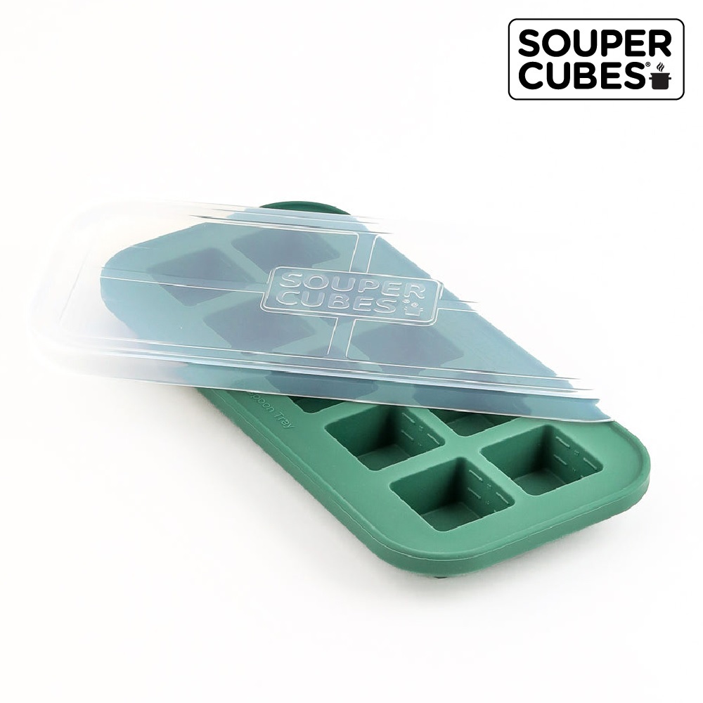 【Souper Cubes】多功能食品級矽膠保鮮盒10格_霧松綠(30ml/格)