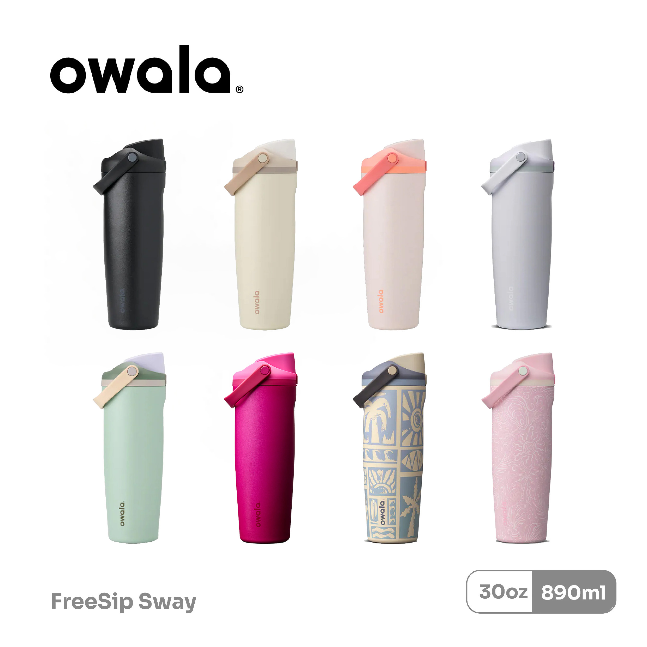 Owala® FreeSip Sway 890ml / 30oz 不鏽鋼 雙飲口吸管手提水壺