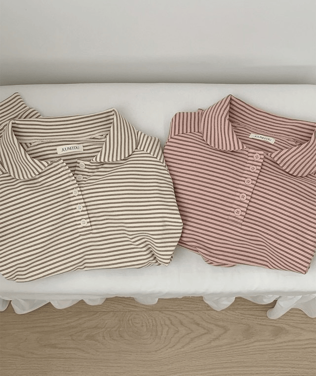 Juuneedu｜[長袖睡衣] Haute Stripe Jogger Pajama [2 colors]
