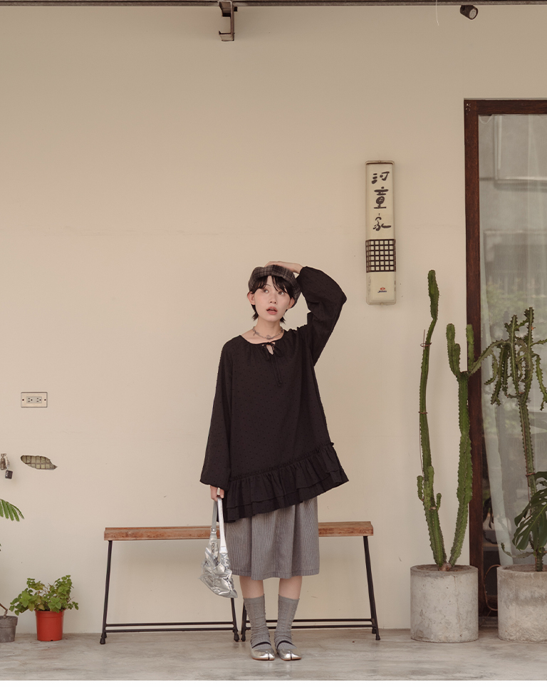 Diamond-patterned openwork ruffled trim stockings, available in four colors【07110630】in stock+pre-order