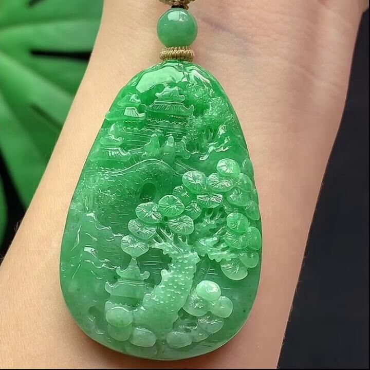 翡翠山水牌,天然翡翠A玉, 緬甸玉, Jade, Jadeite