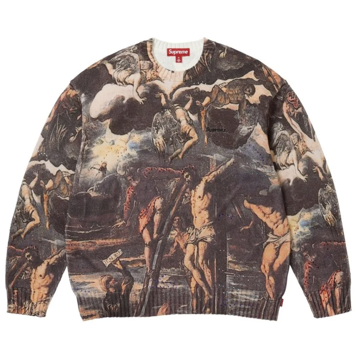 SUPREME CRUCIFIXION SWEATER  輪廓水鑽 耶穌受難全幅 毛衣
