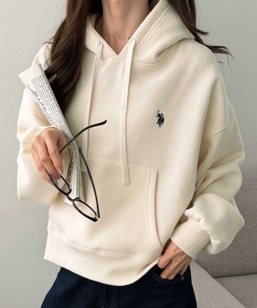 【預購】日本 U.S. POLO ASSN. × GeeRA 經典刺繡 短版 經典款 刷毛 帽踢 長袖 帽Tee 多色可選