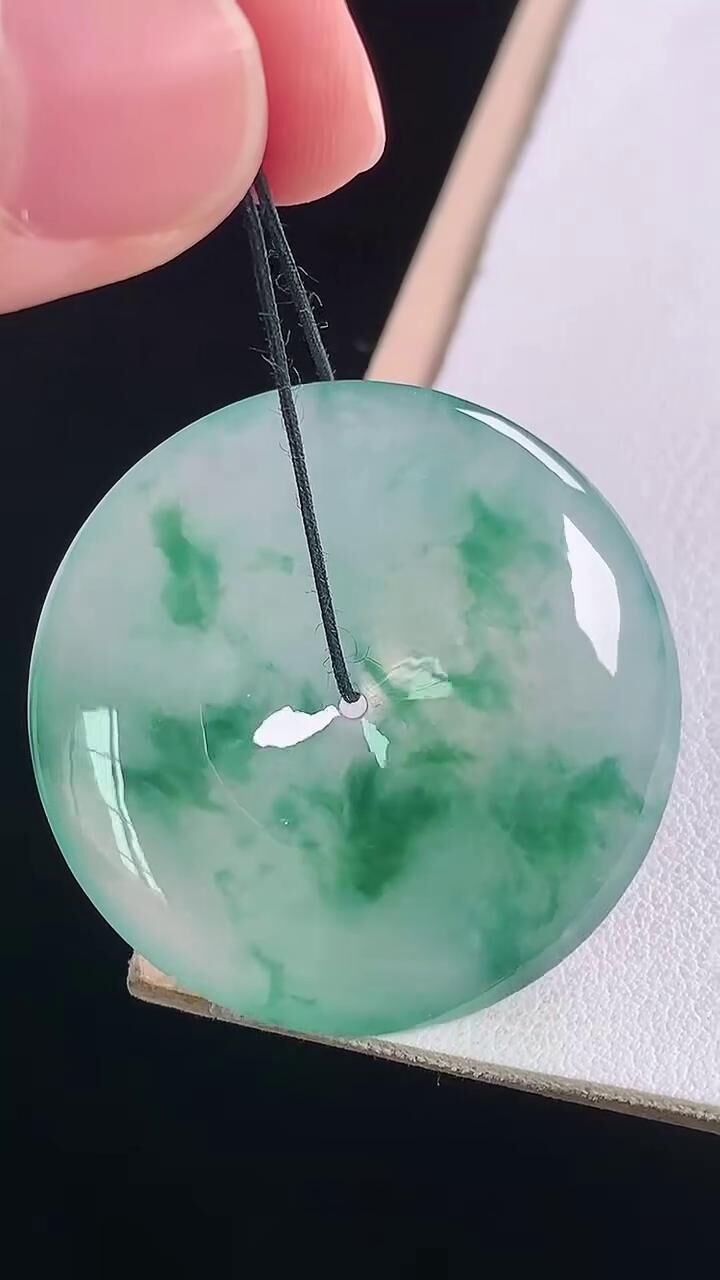 927232 翡翠冰飄花平安扣 (34.3mm直徑)