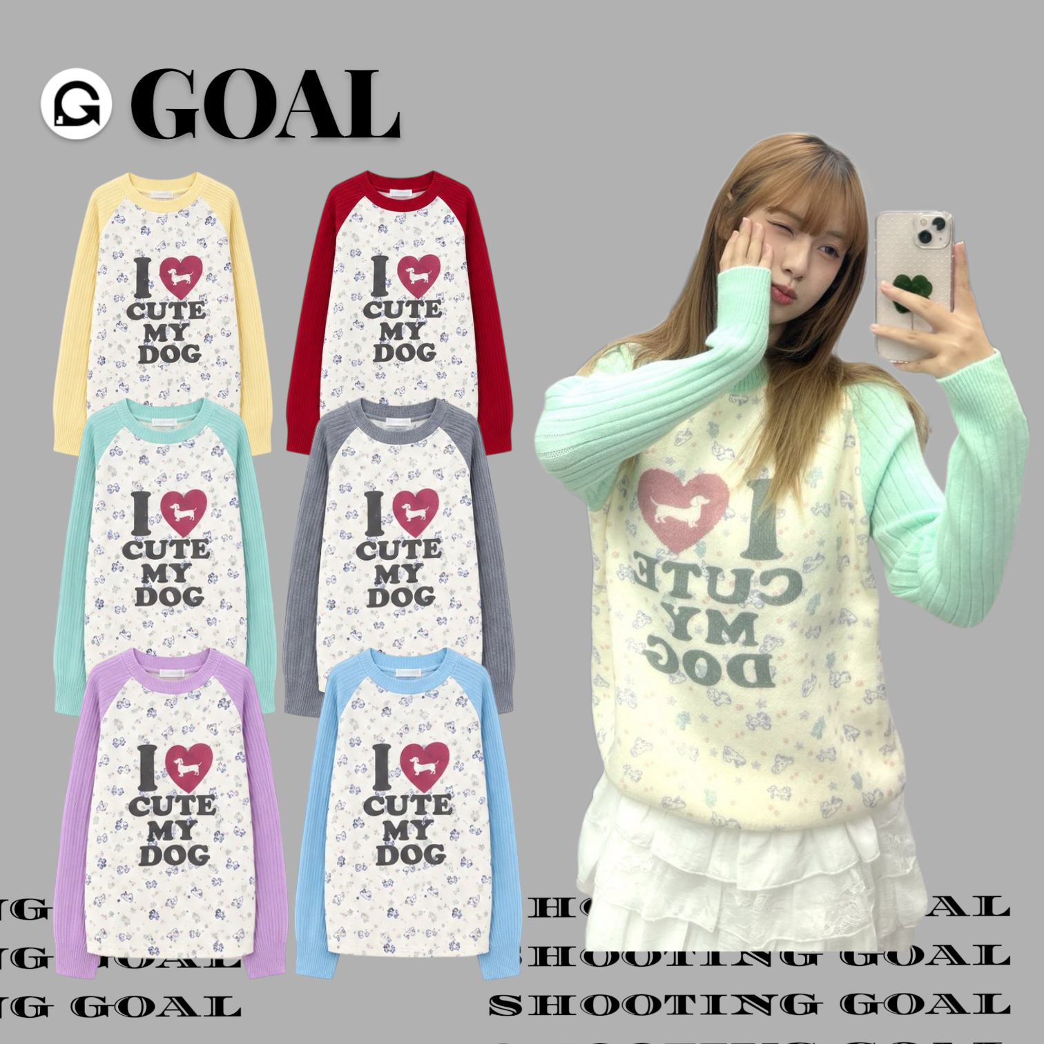 (GOAL) 復古碎花撞色系針織毛衣 6667