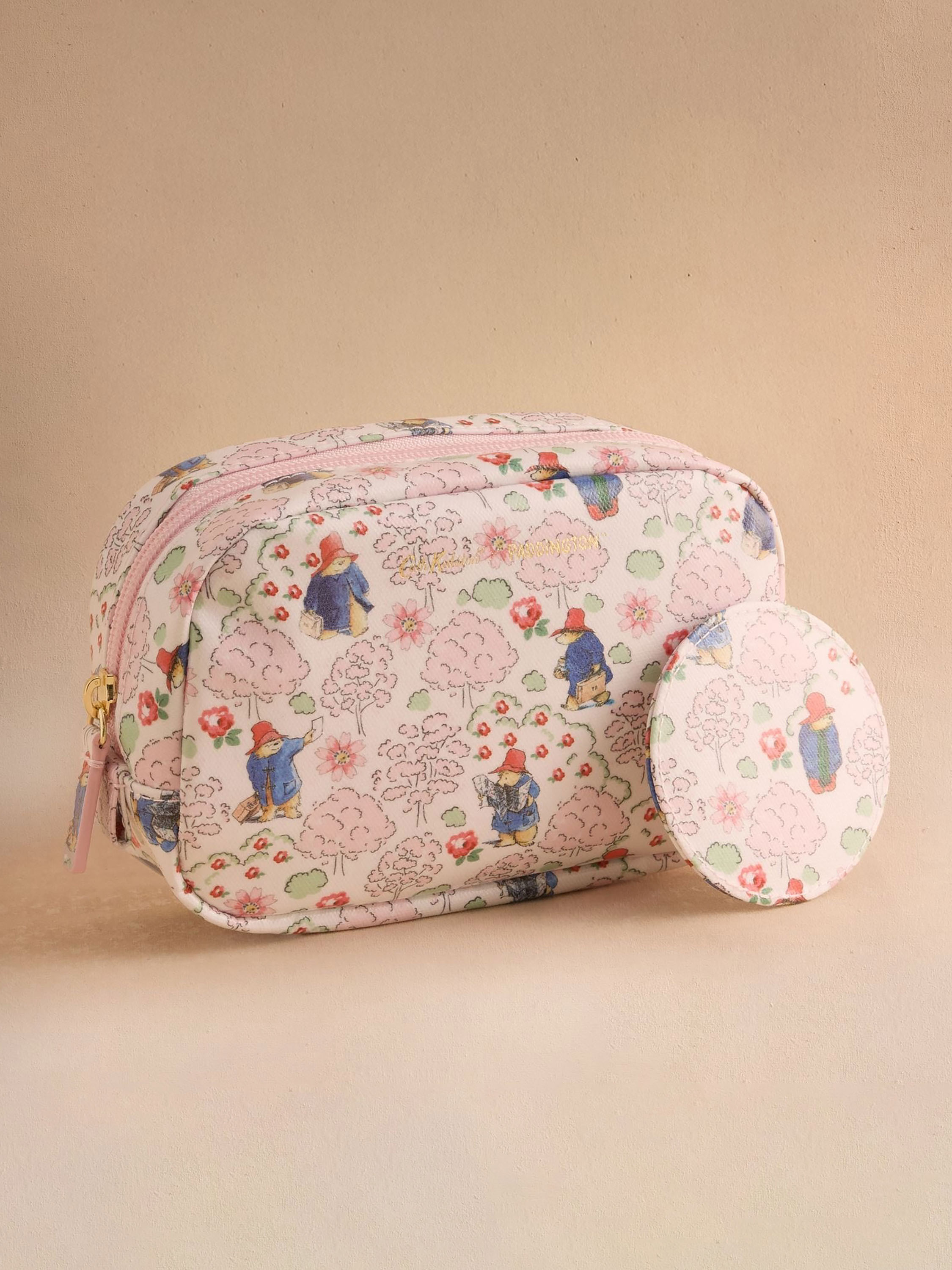 Paddington Blossom  經典款亮面拉鏈化妝包（附美妝鏡）