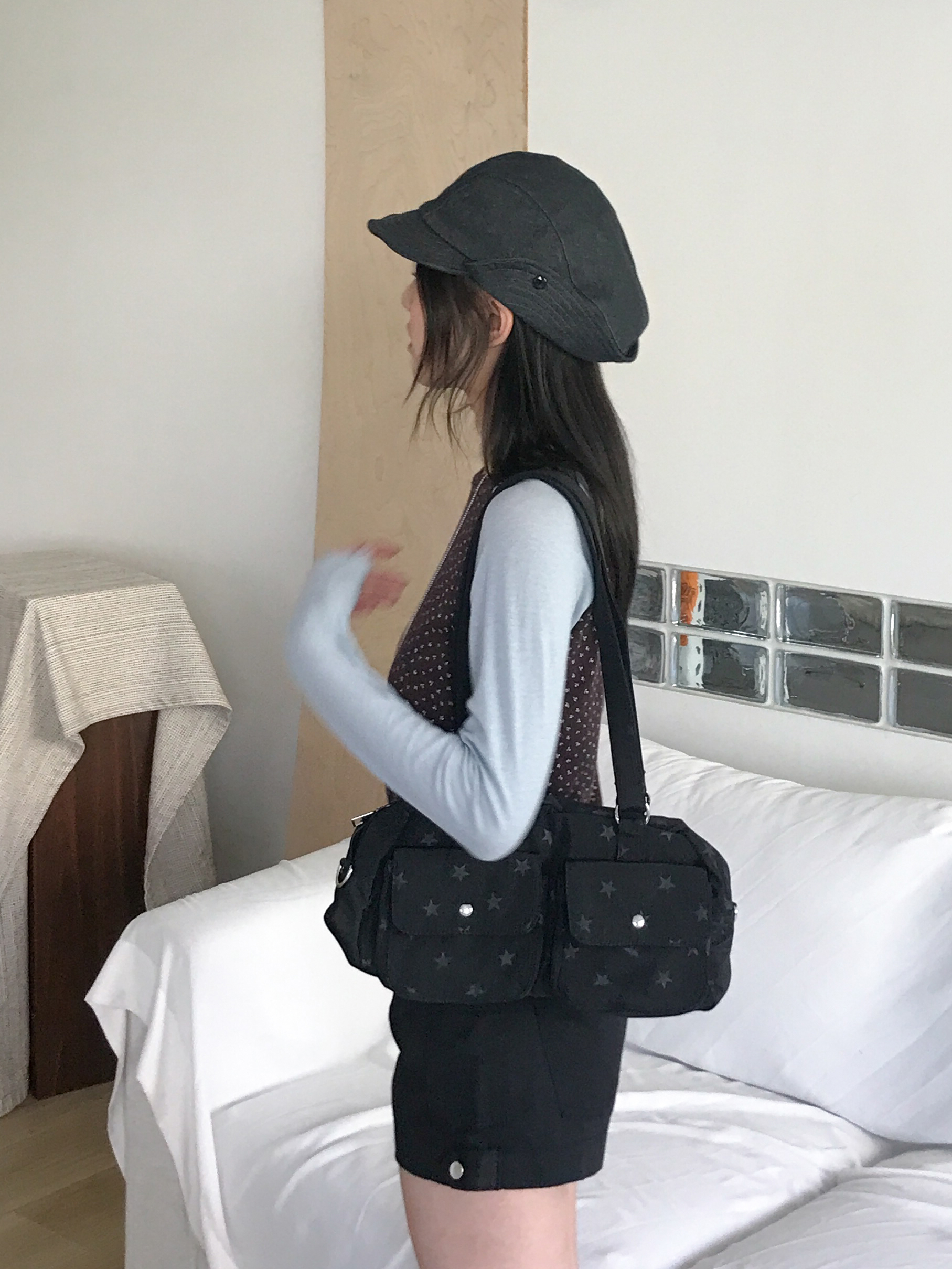 雙口袋星星肩背包