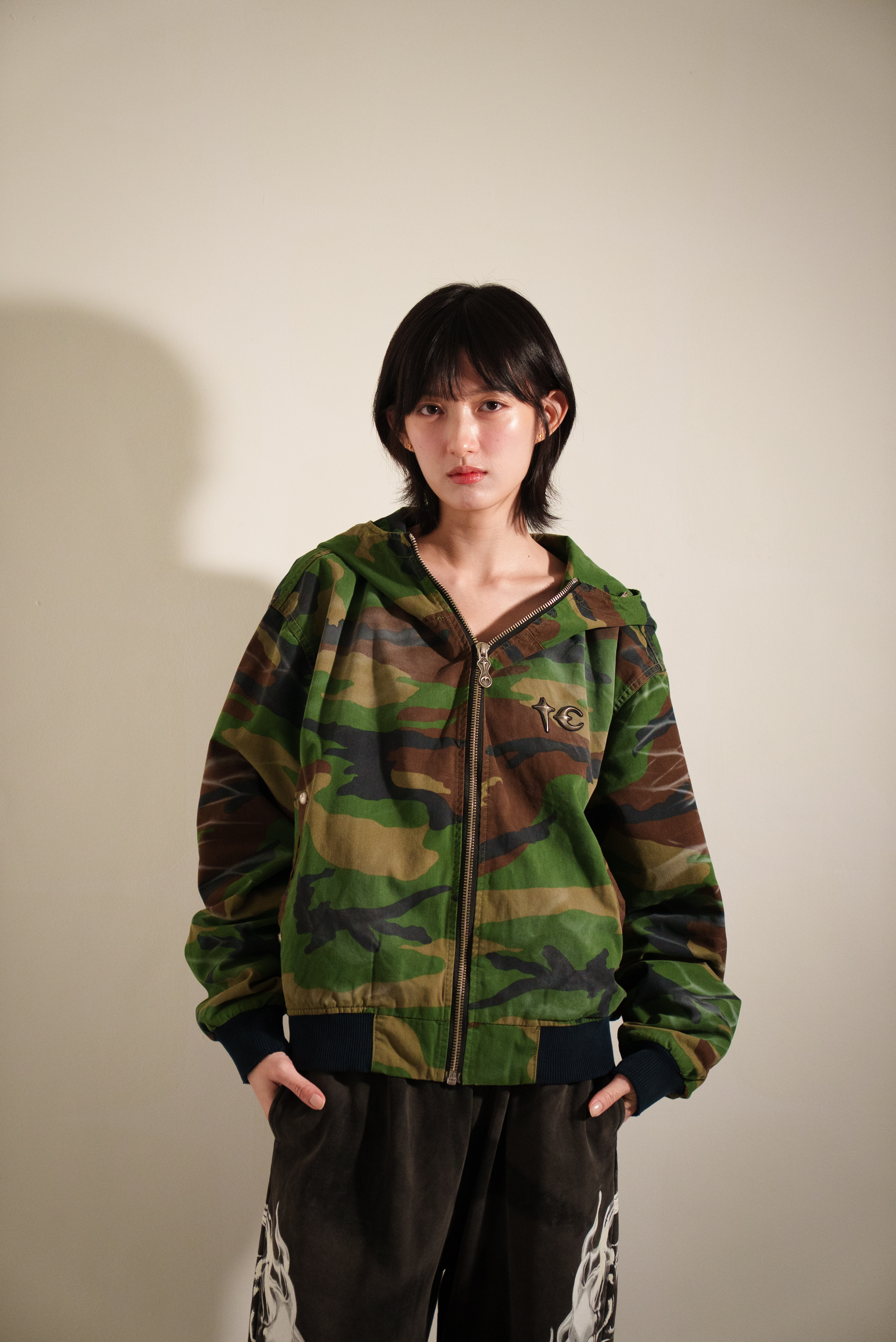 【Focus Store】現貨 Thug Club Three Riding Skull Vintage Jacket 迷彩 連帽外套