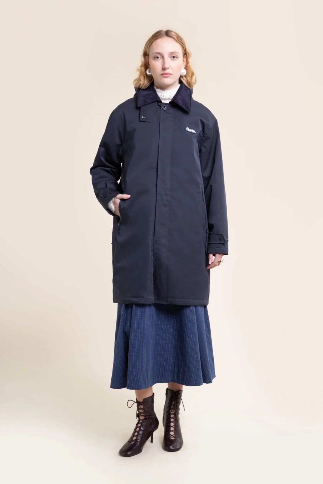 1FT1007-017 [FLOTTE] Reuilly Long Waterproof Insulated Parka Indigo #26105 (EU)